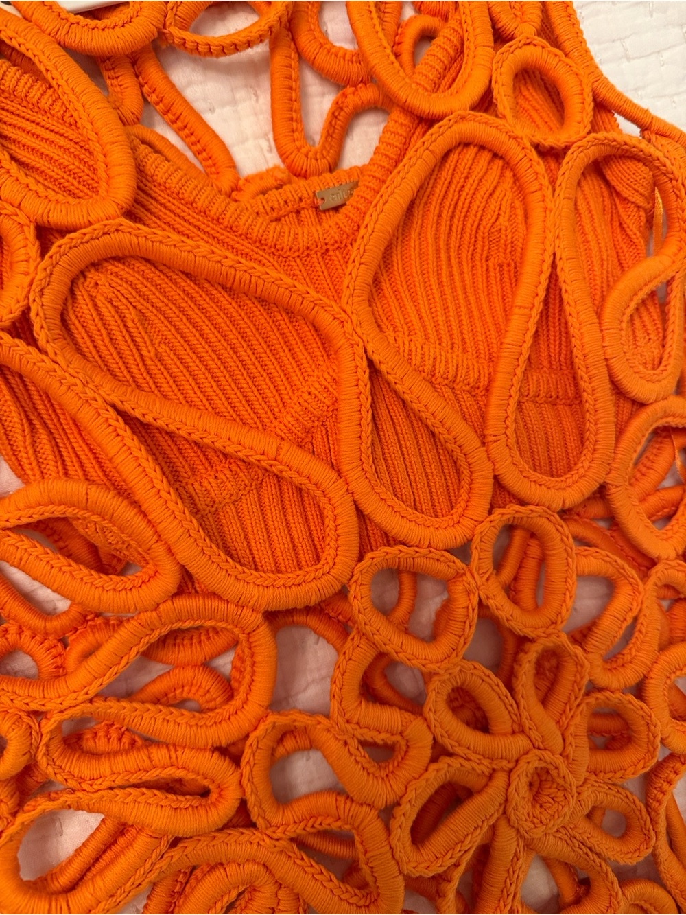 Cult Gaia Orange Crochet Loop Tank Top - Picture 3 of 5